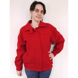 Vintage 80s WOOLRICH 100% Wool Hunting Cafe Racer Jacket S USA Red Womens